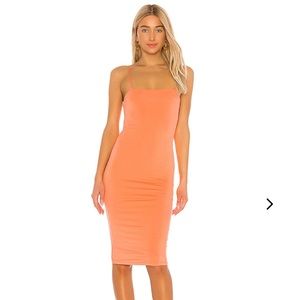 Lovers + Friends sold out Levi Midi Dress in Coral, size M